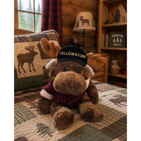 Wishpets Other - Wishpets Garth the Moose Yellowstone National Park Plush Buffalo Plaid 2003